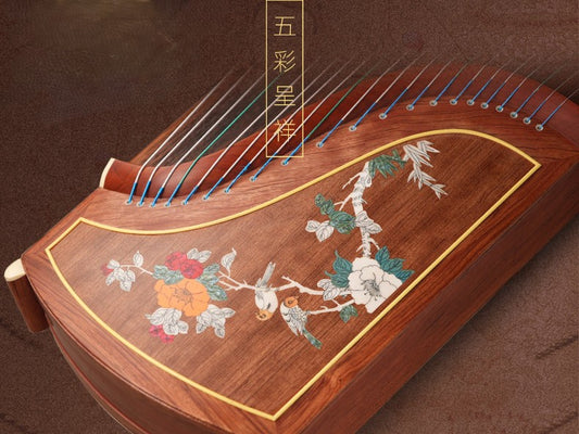Dunhuang 694L Bubinga Guzheng "Five Colors of Auspiciousness" 敦煌牌特氏古夷苏木"五彩呈祥"